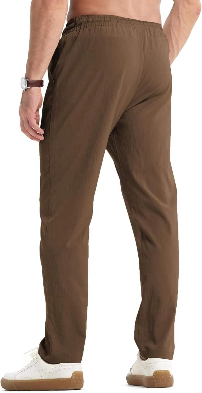 JMIERR Mens Casual Lightweight Pants Stretch Elastic Waist Drawstring Jogging Sweatpants Pants