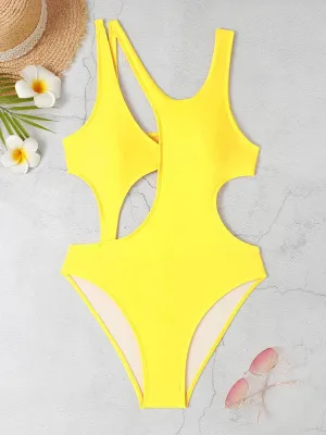 Juicy Sleek Solid Cut Out One-Piece Swimsuit