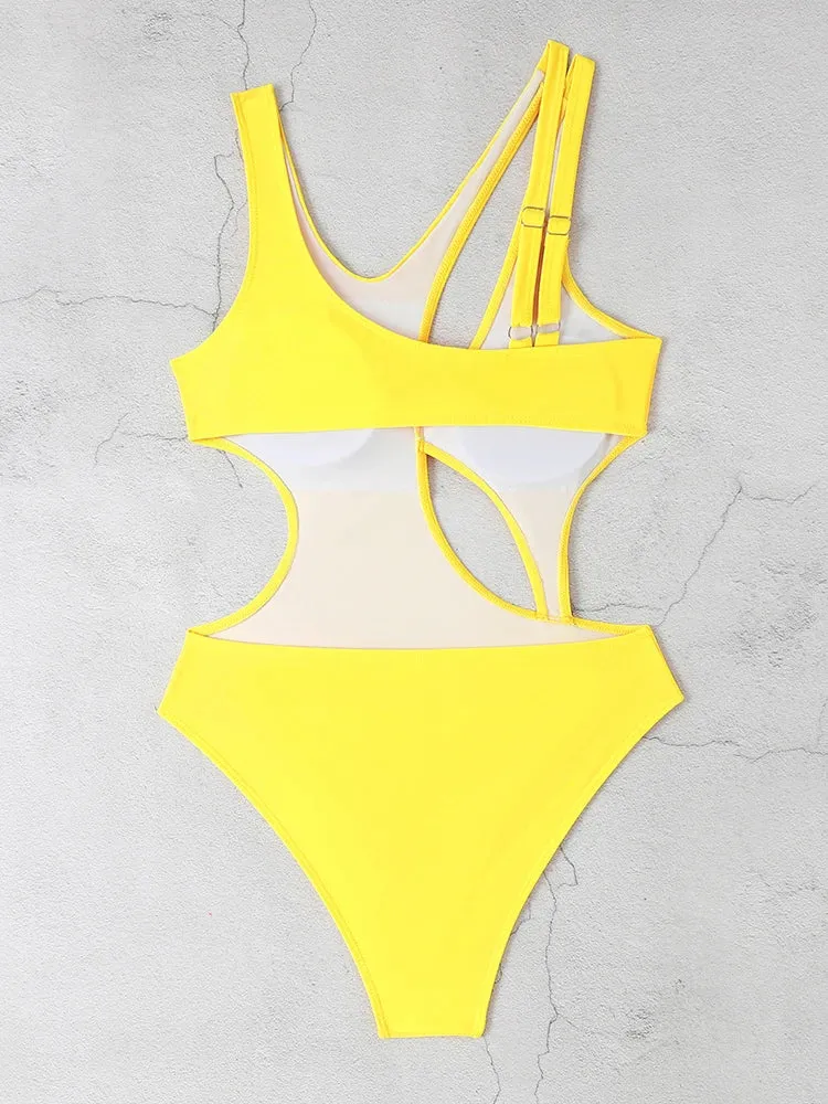 Juicy Sleek Solid Cut Out One-Piece Swimsuit