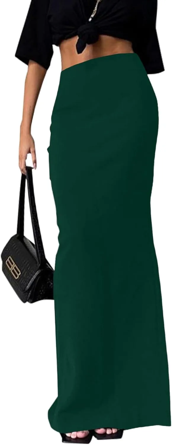KIFOVEN Women's High Waist Elastic Flare Sexy Bodycon Basic Slim Maxi Skirt
