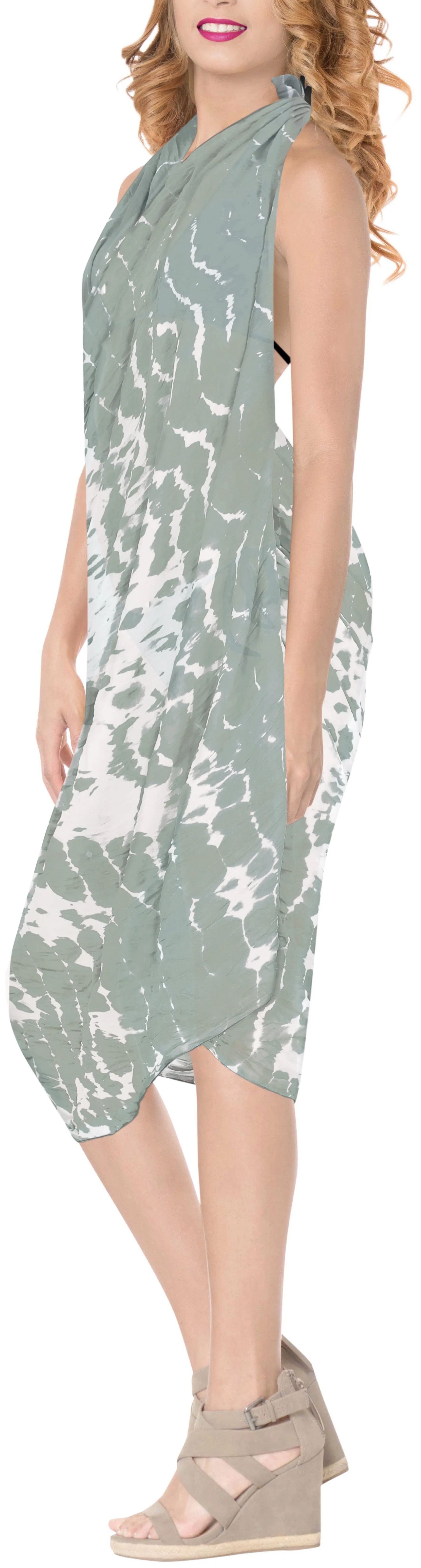 La Leela Women Swimsuit Sarong Wrap Swimwear Pareo Coverup Beach Skirt 78"X42" Grey_X525