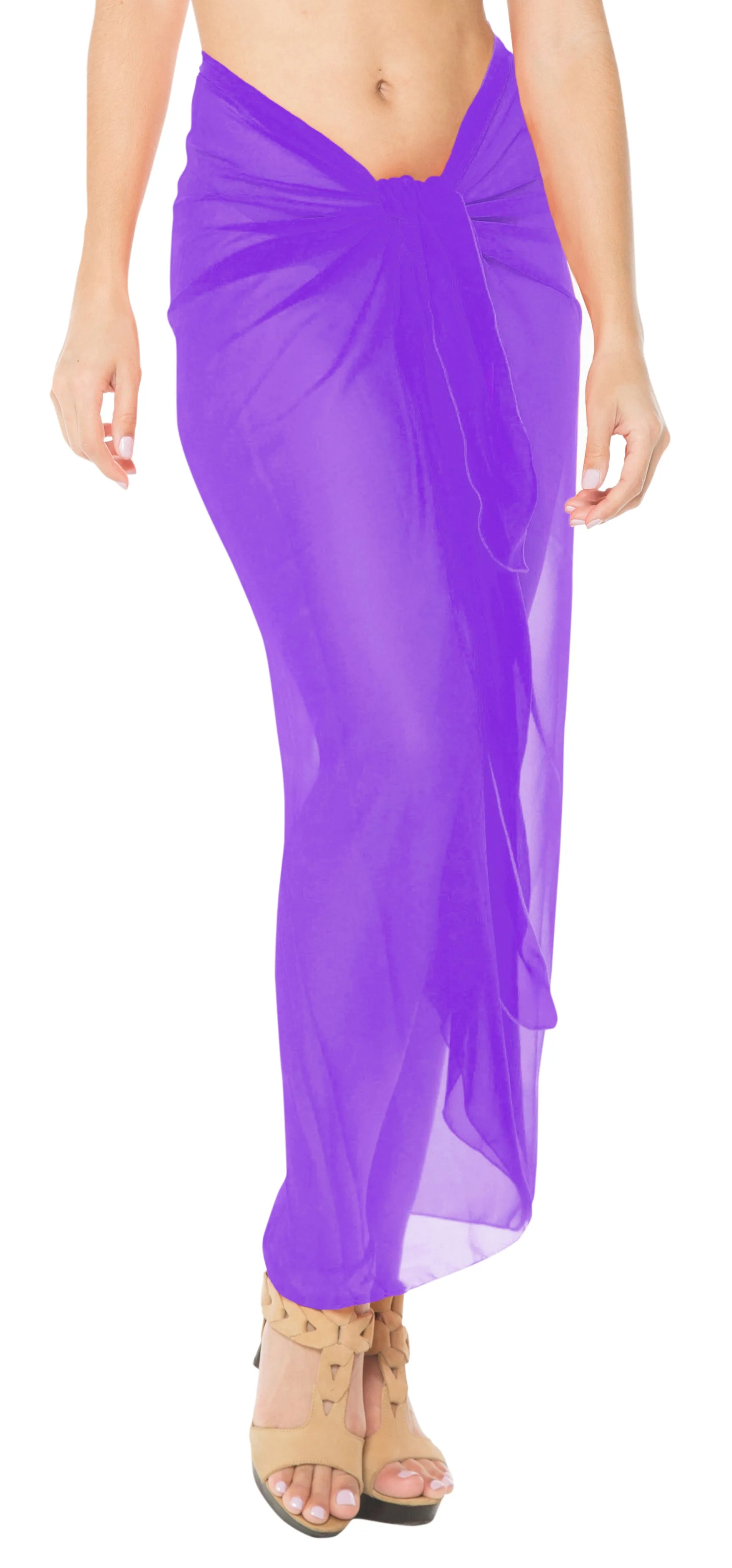 La Leela Women's Bikini Beach Wrap Hawaiian Sarong Swimming Suit Bathing Pareo Beachwear Dress Cover up Long 68"x42" Violet 125567