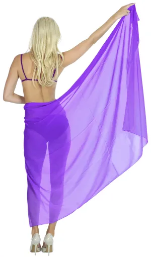 La Leela Women's Bikini Beach Wrap Hawaiian Sarong Swimming Suit Bathing Pareo Beachwear Dress Cover up Long 68"x42" Violet 125567