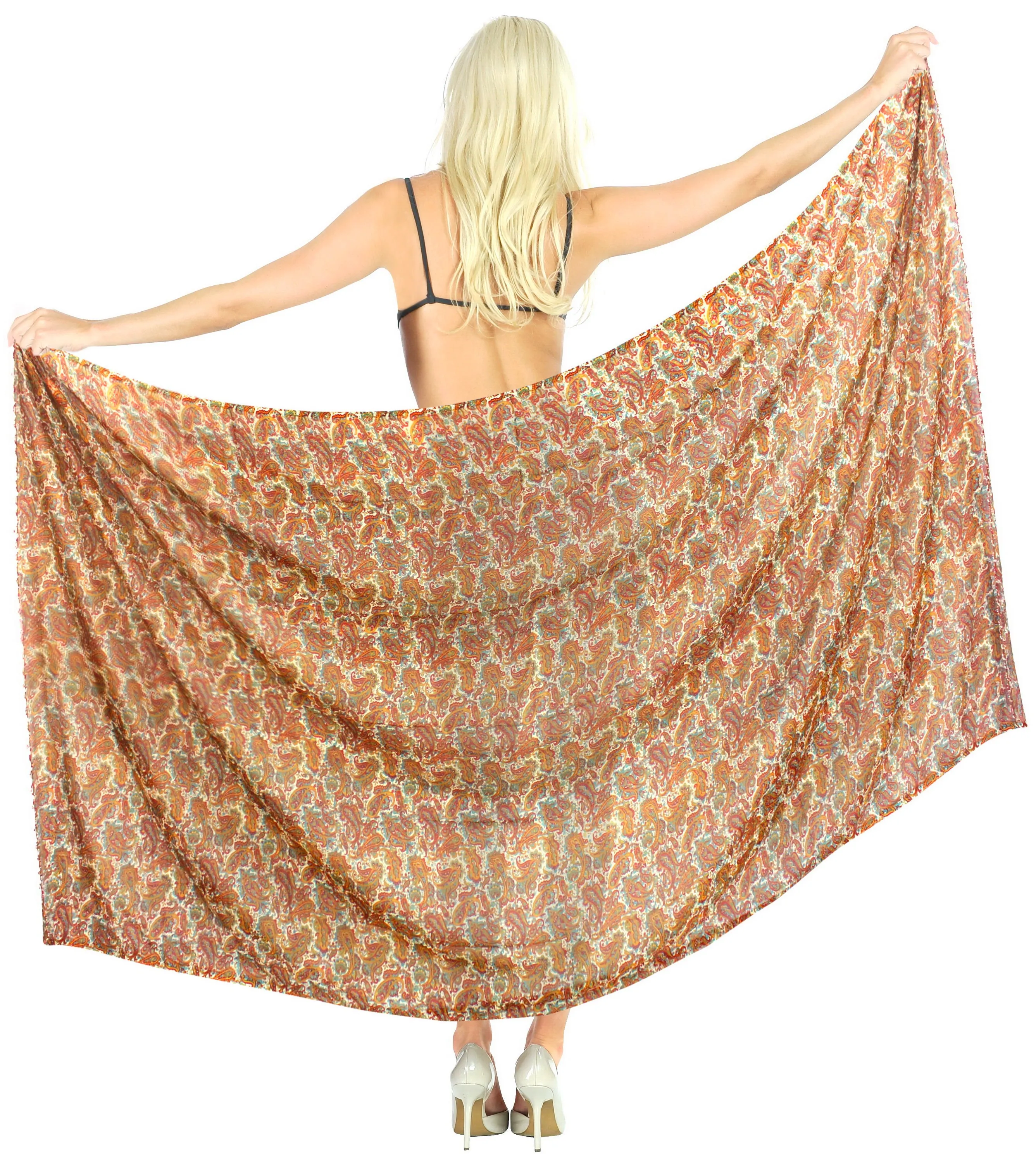 La Leela Women's Hawaiian Bikini Beach Wrap Sheer Sarong Swimming Bathing suit Beachwear Swim Dress Pareo Cover up Long 78"X42"  Beige 137772