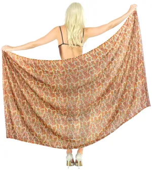 La Leela Women's Hawaiian Bikini Beach Wrap Sheer Sarong Swimming Bathing suit Beachwear Swim Dress Pareo Cover up Long 78"X42"  Beige 137772