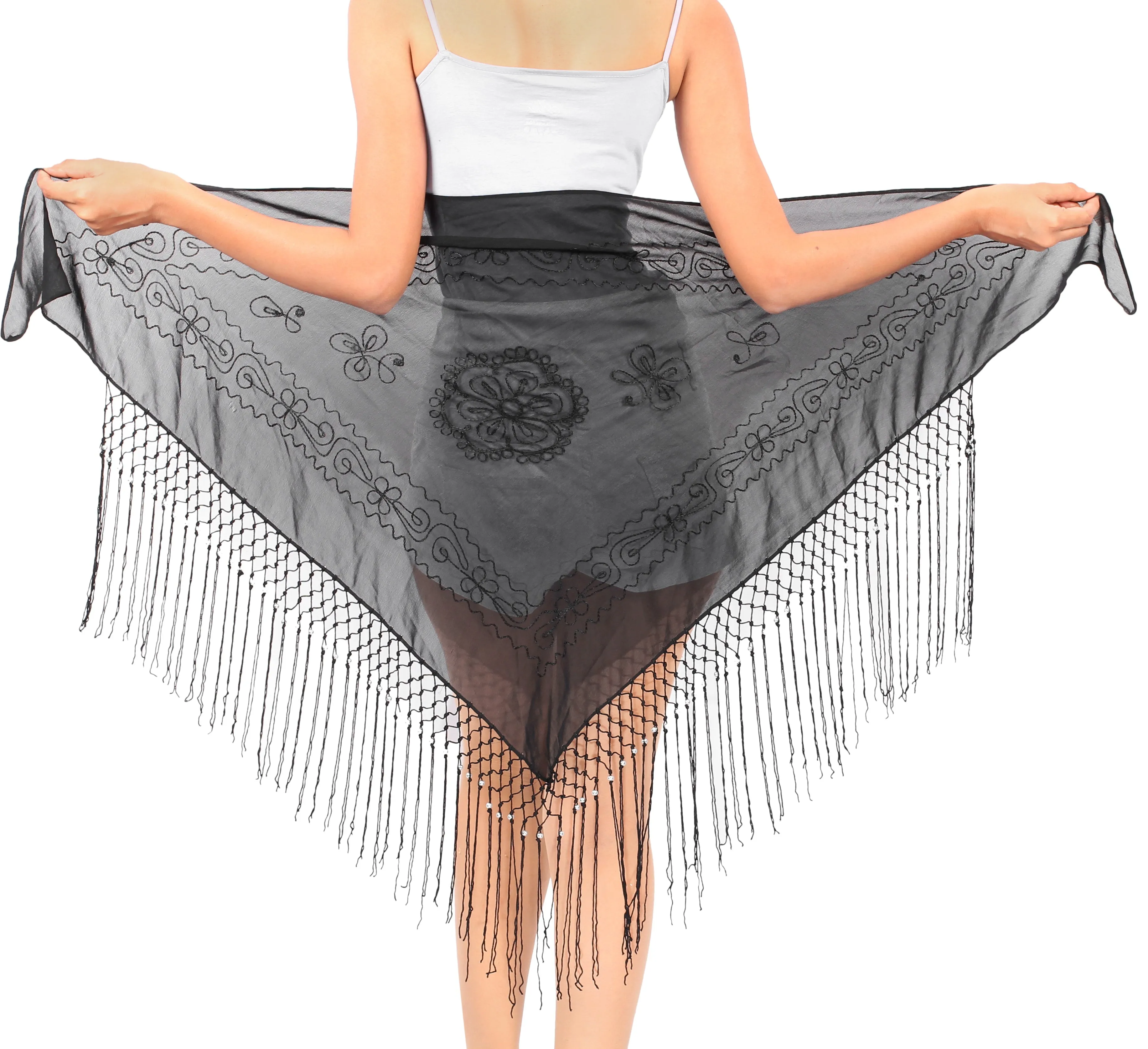 La Leela Women's Hawaiian Bikini Beach Wrap Sheer Sarong Swimming Bathing suit Beachwear Swim Dress Pareo Cover up Long 78"X42"  Black 912108