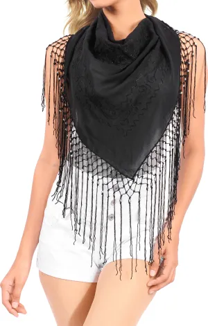 La Leela Women's Hawaiian Bikini Beach Wrap Sheer Sarong Swimming Bathing suit Beachwear Swim Dress Pareo Cover up Long 78"X42"  Black 912108