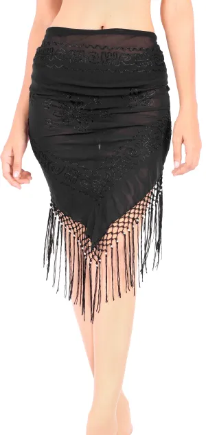La Leela Women's Hawaiian Bikini Beach Wrap Sheer Sarong Swimming Bathing suit Beachwear Swim Dress Pareo Cover up Long 78"X42"  Black 912110
