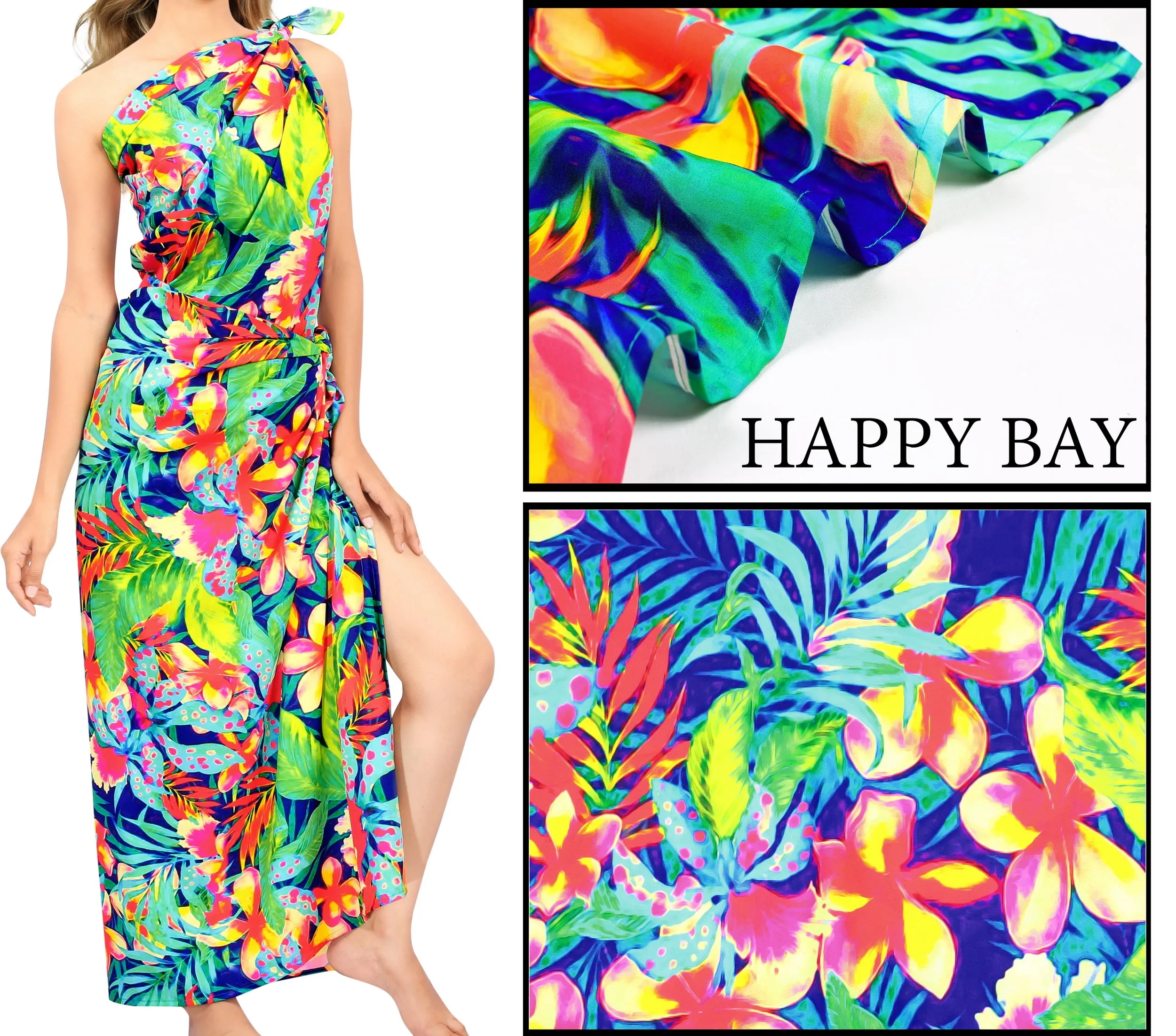 La Leela Women's Hawaiian Bikini Beach Wrap Sheer Sarong Swimming Bathing suit Beachwear Swim Dress Pareo Cover up Long 78"X42"  Blue 913593