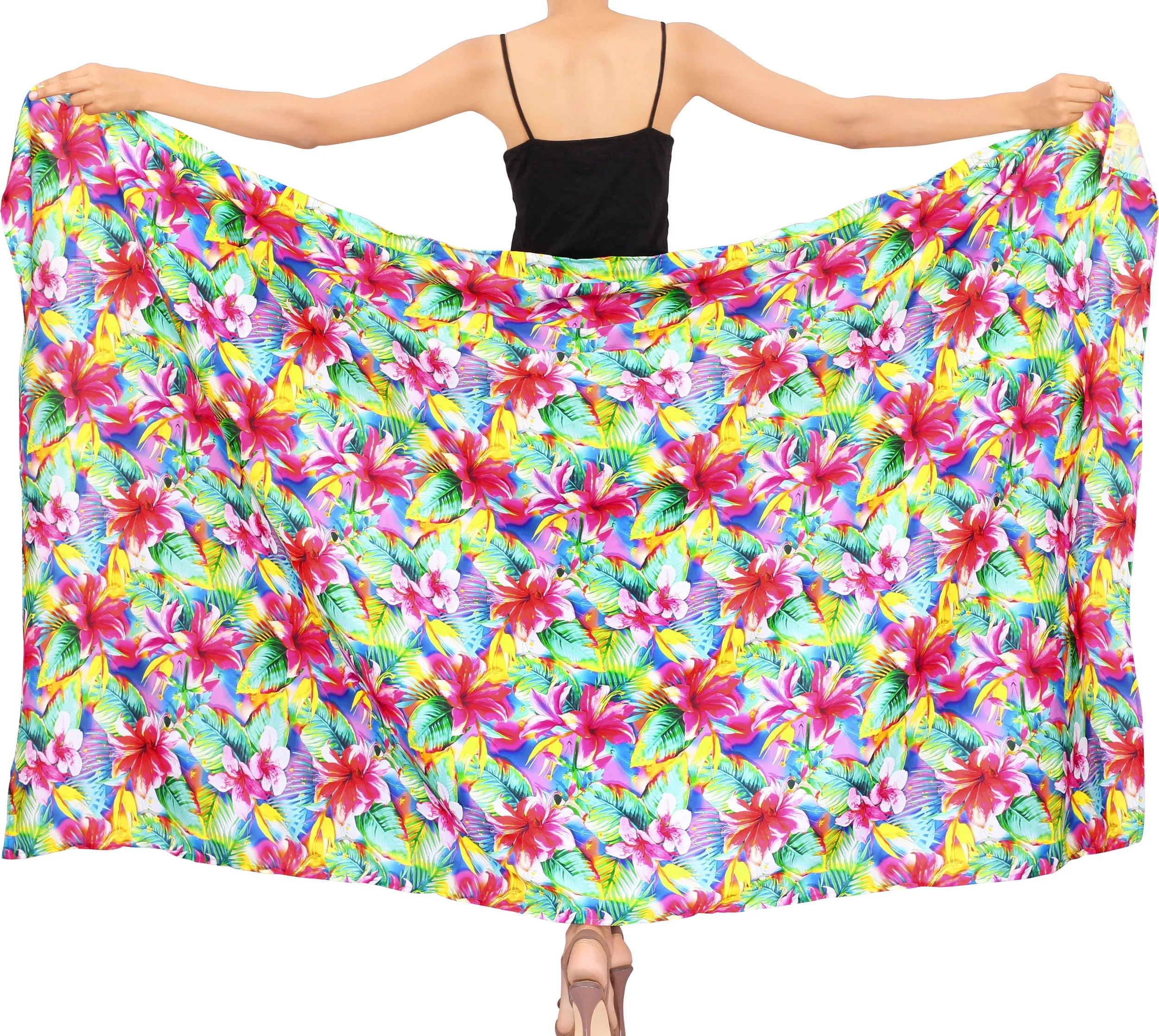 La Leela Women's Hawaiian Bikini Beach Wrap Sheer Sarong Swimming Bathing suit Beachwear Swim Dress Pareo Cover up Long 78"X42"  Pink 913592