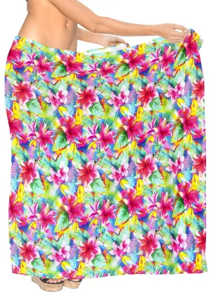 La Leela Women's Hawaiian Bikini Beach Wrap Sheer Sarong Swimming Bathing suit Beachwear Swim Dress Pareo Cover up Long 78"X42"  Pink 913592