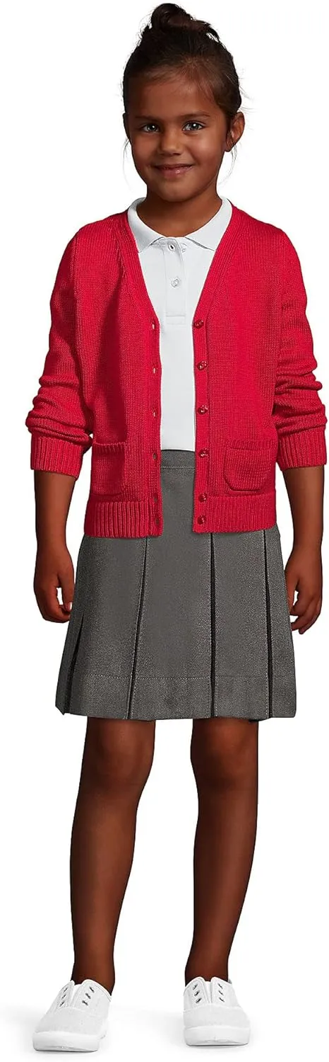Lands' End School Uniform Girls Solid Box Pleat Skirt Above Knee