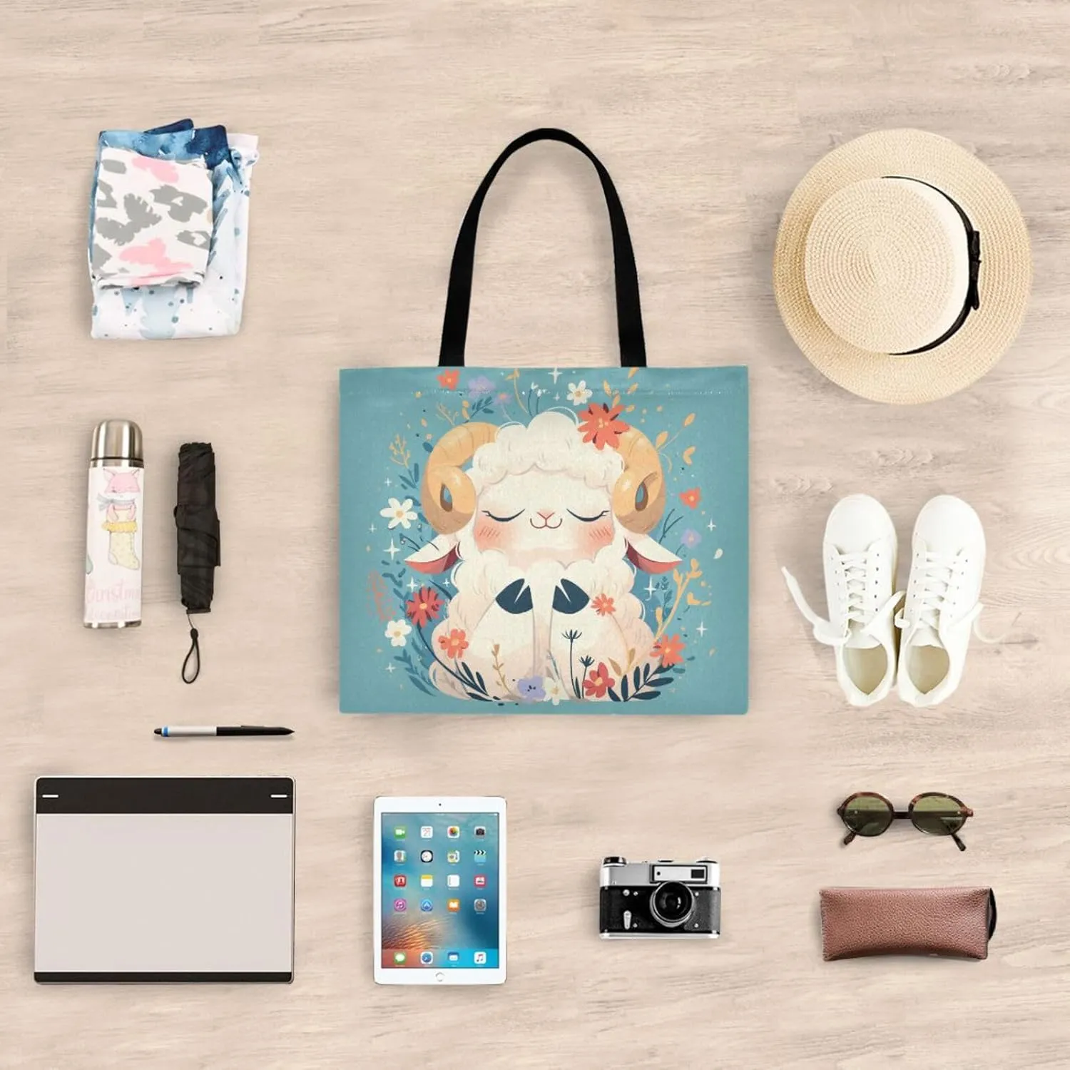 Large Canvas Tote Bag for Women - Durable Reusable Thick Cotton Shopper with Inner Zipper Pocket