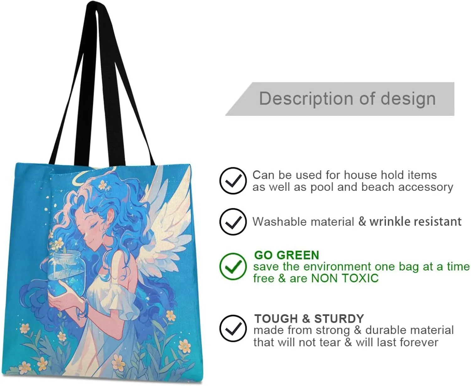 Large Canvas Tote Bag for Women - Durable Reusable Thick Cotton Shopper with Inner Zipper Pocket