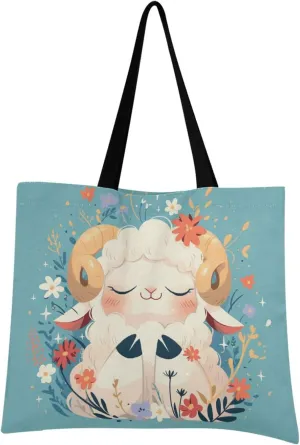 Large Canvas Tote Bag for Women - Durable Reusable Thick Cotton Shopper with Inner Zipper Pocket