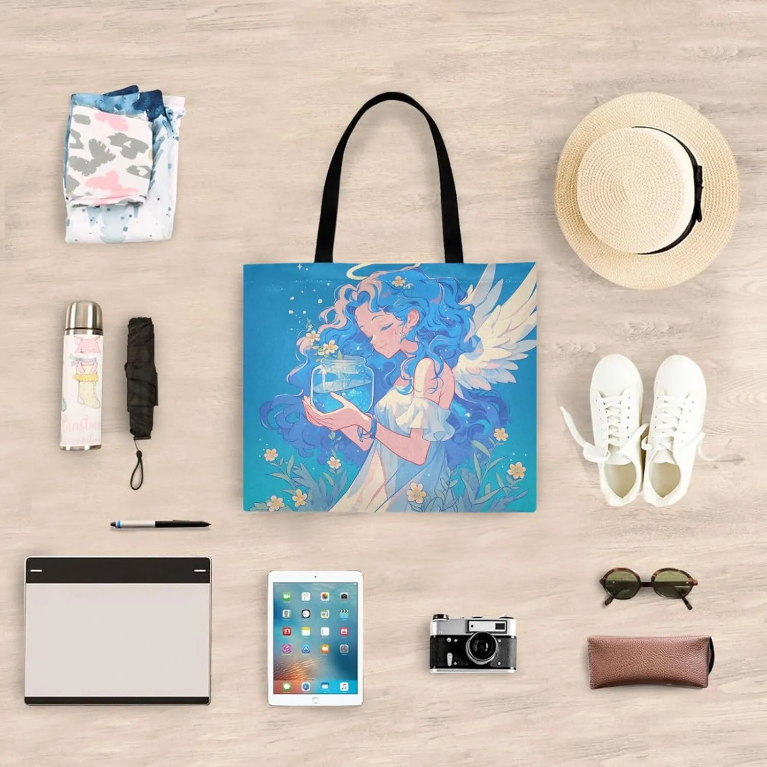 Large Canvas Tote Bag for Women - Durable Reusable Thick Cotton Shopper with Inner Zipper Pocket