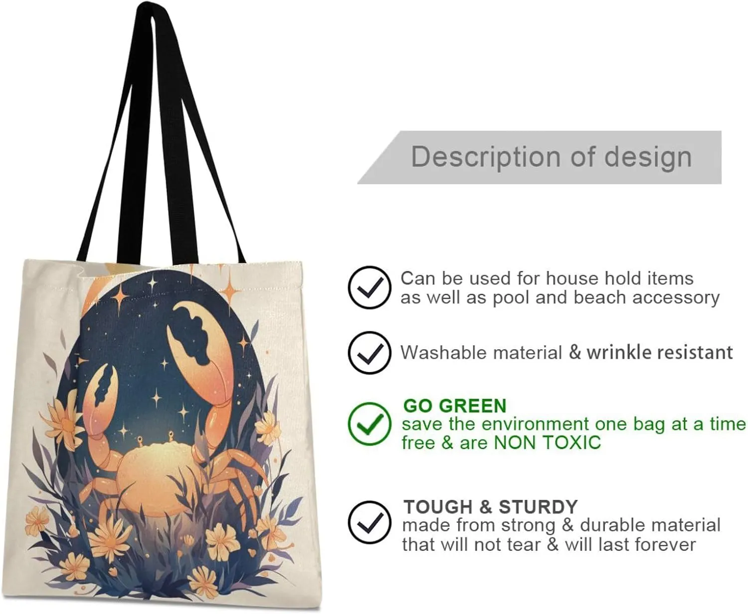 Large Canvas Tote Bag for Women - Durable Reusable Thick Cotton Shopper with Inner Zipper Pocket