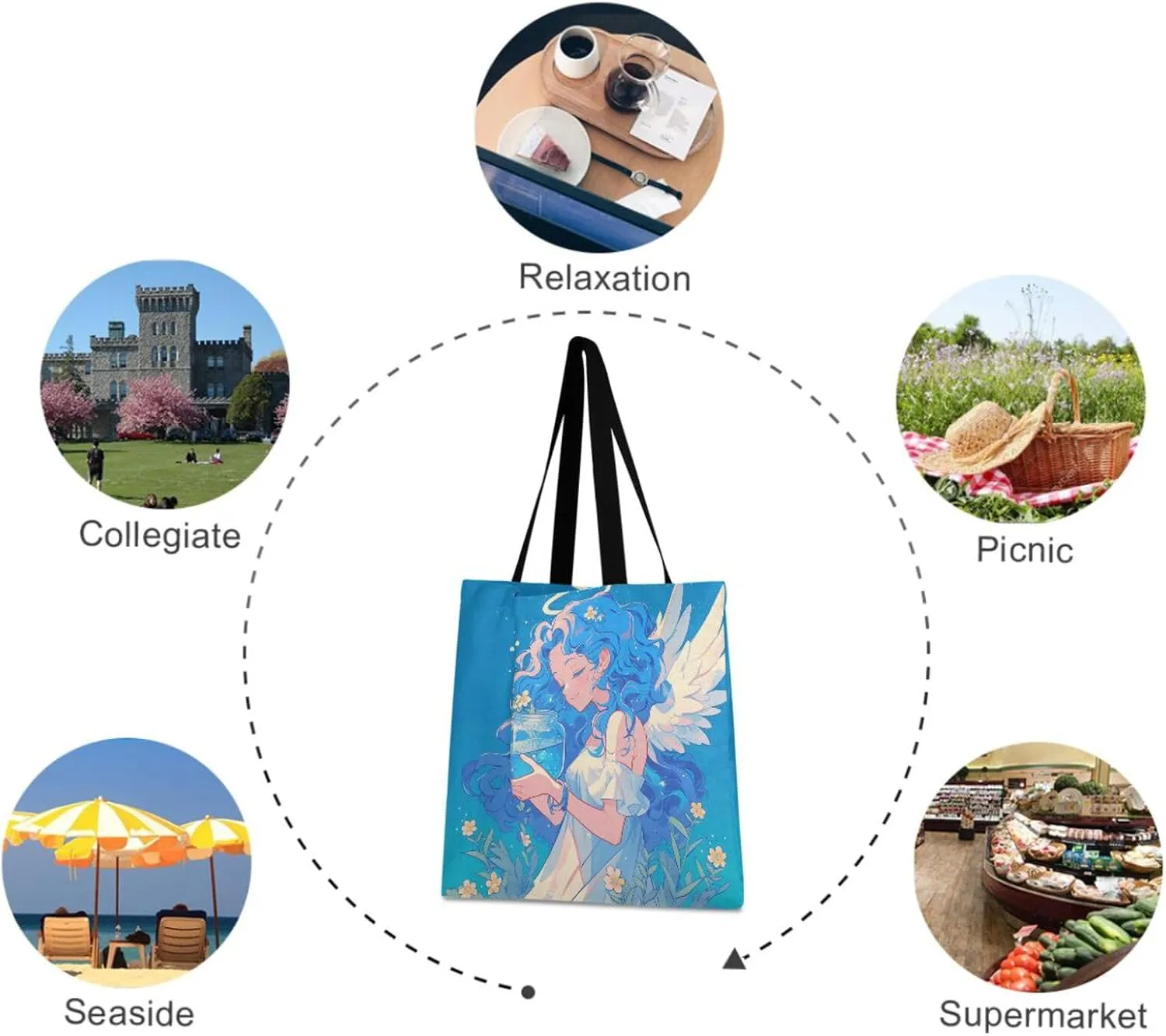 Large Canvas Tote Bag for Women - Durable Reusable Thick Cotton Shopper with Inner Zipper Pocket