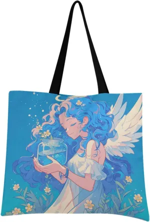 Large Canvas Tote Bag for Women - Durable Reusable Thick Cotton Shopper with Inner Zipper Pocket