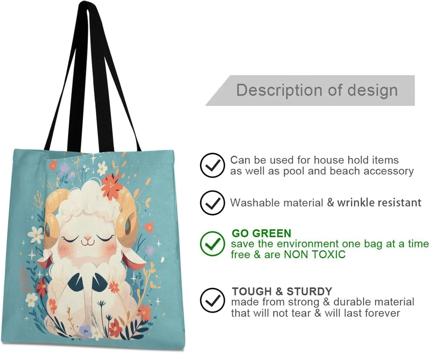Large Canvas Tote Bag for Women - Durable Reusable Thick Cotton Shopper with Inner Zipper Pocket