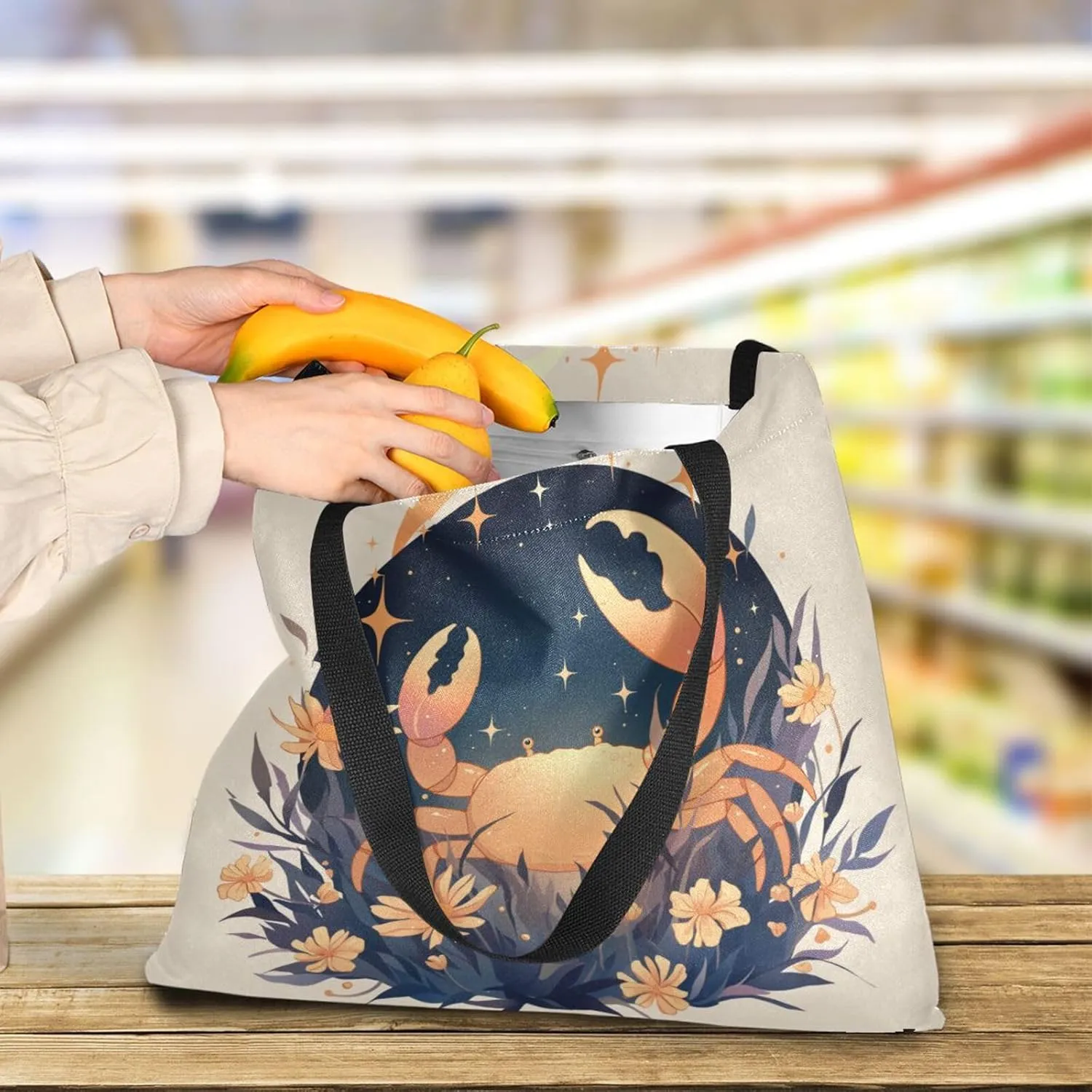 Large Canvas Tote Bag for Women - Durable Reusable Thick Cotton Shopper with Inner Zipper Pocket