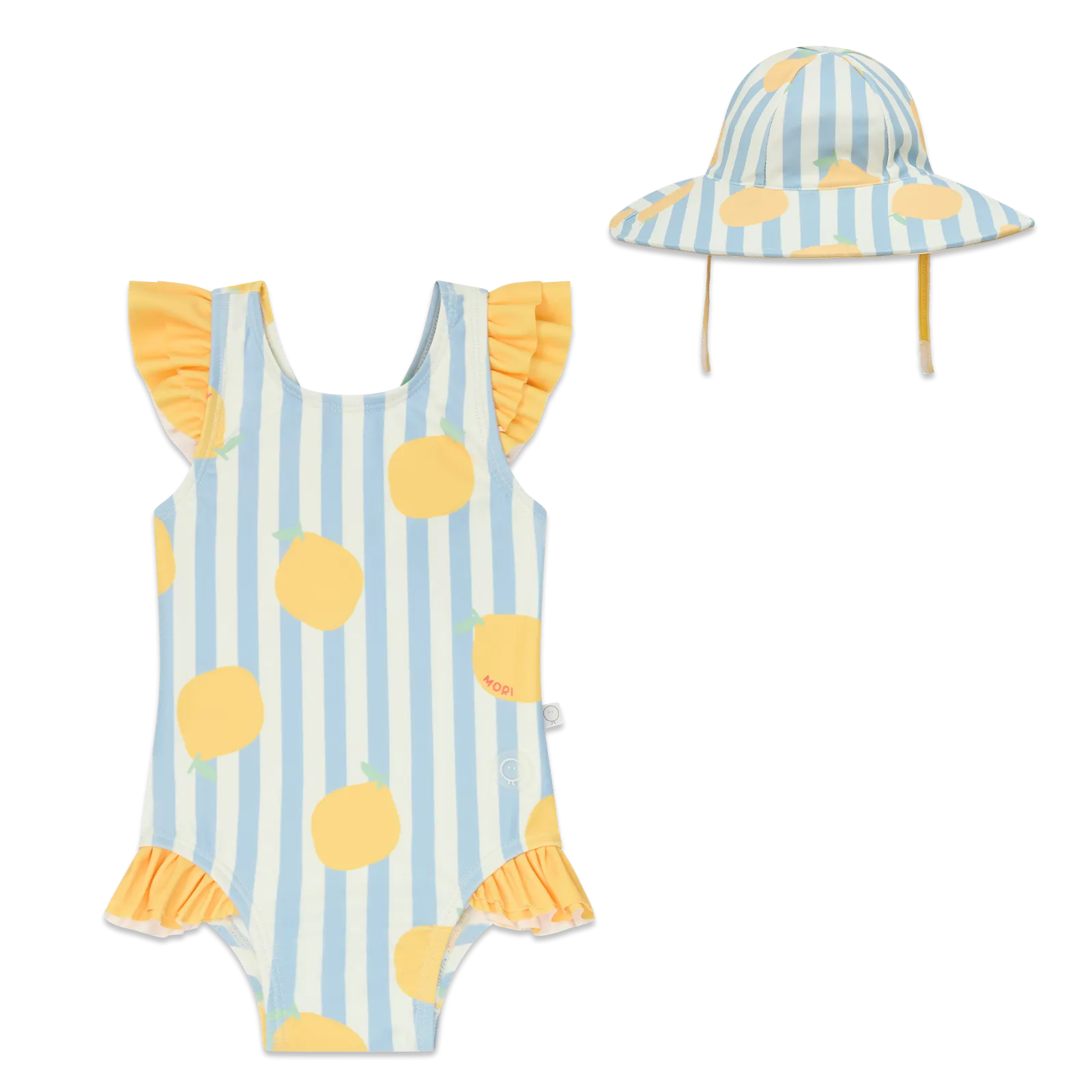 Lemon Frilled Swimsuit & Hat