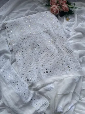 Light Grey Chikankari Unstitch Suits - Royal Collection