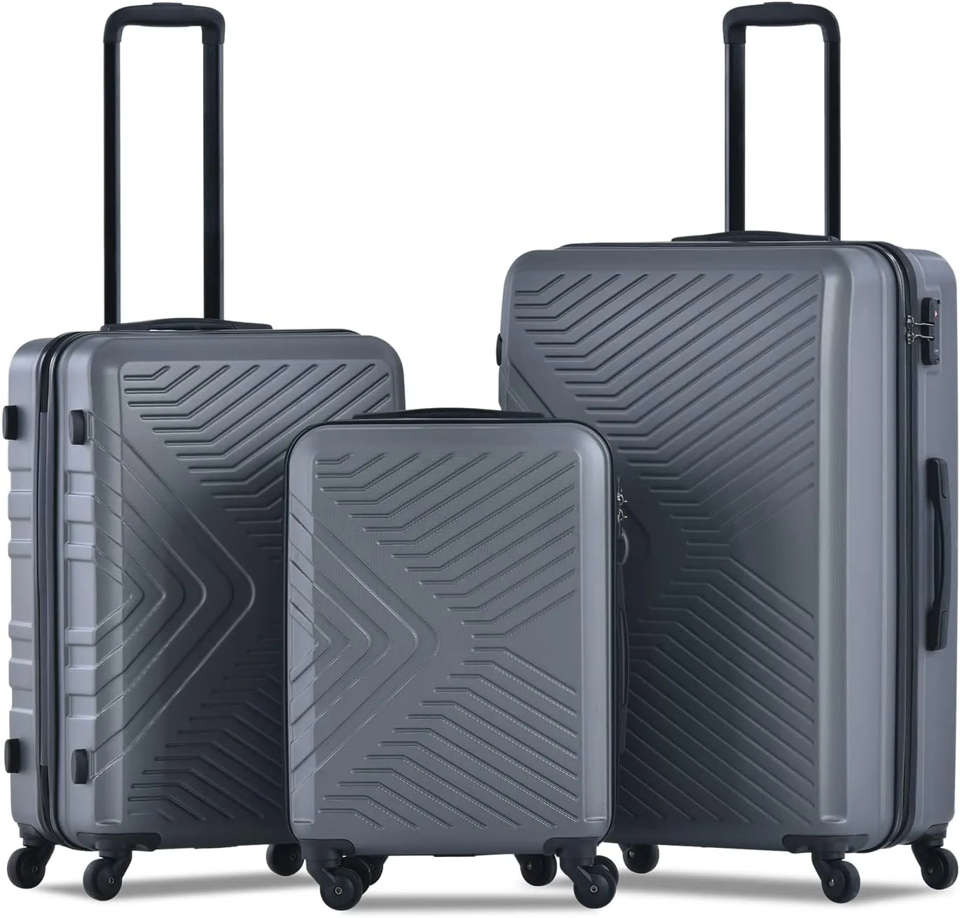 Lightweight 3 Piece Luggage Set with Spinner Wheels and TSA Lock, Organization and Comfort in Gray