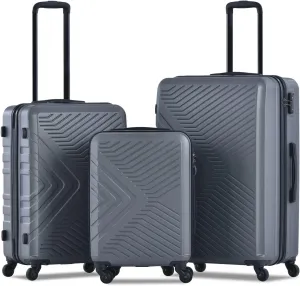Lightweight 3 Piece Luggage Set with Spinner Wheels and TSA Lock, Organization and Comfort in Gray