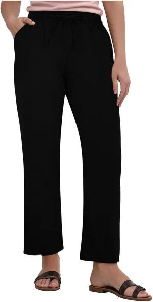 Linen Pants Women Summer,Wide Leg Casual Cotton Linen Pants High Waisted Drawstring Lounge Pants Beach Trousers