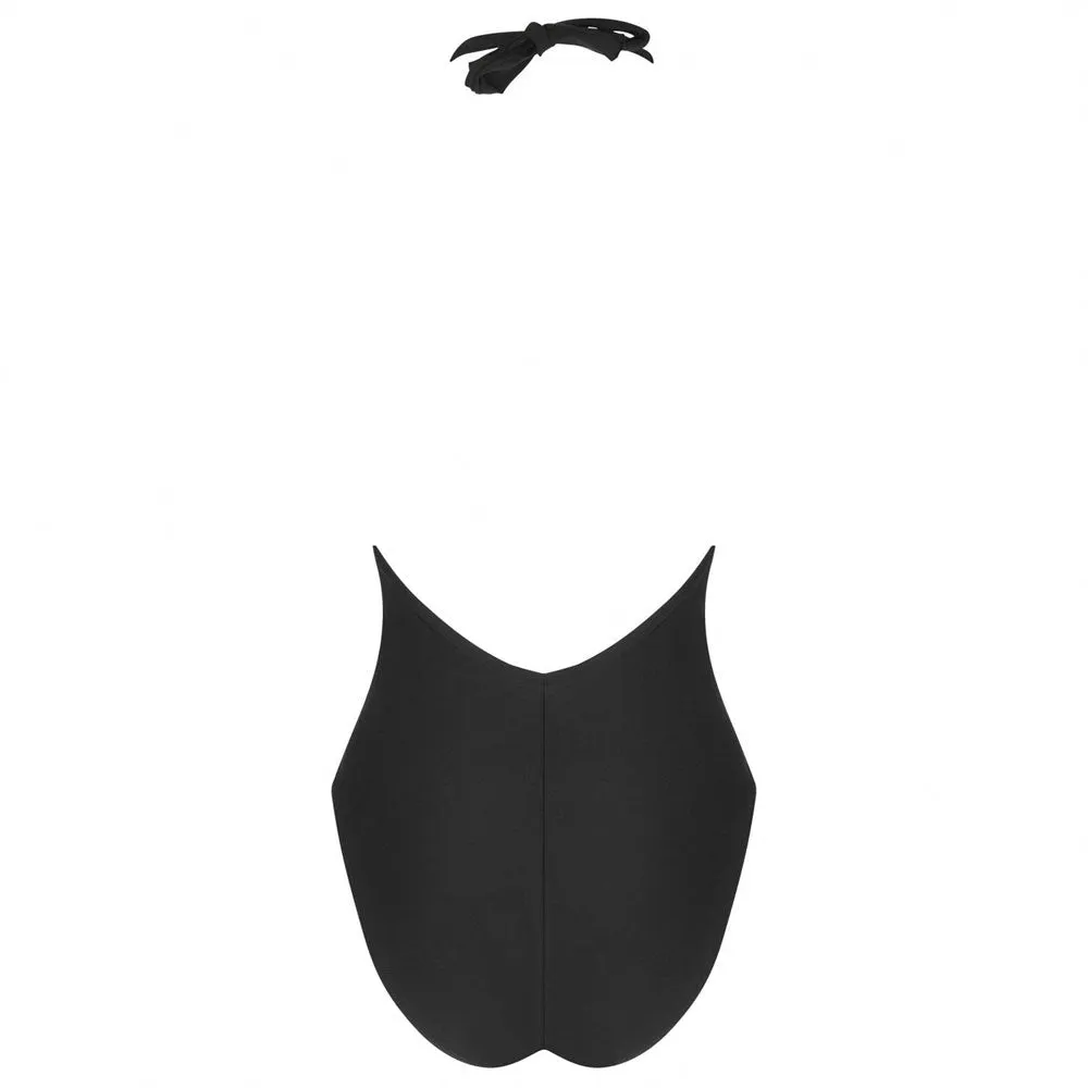 Lise Charmel 'Horizon Boréal' Black Plunge Halterneck Swimsuit