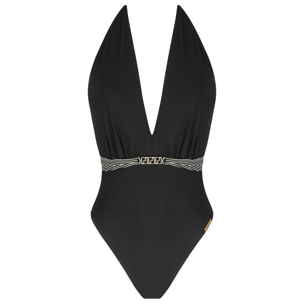 Lise Charmel 'Horizon Boréal' Black Plunge Halterneck Swimsuit