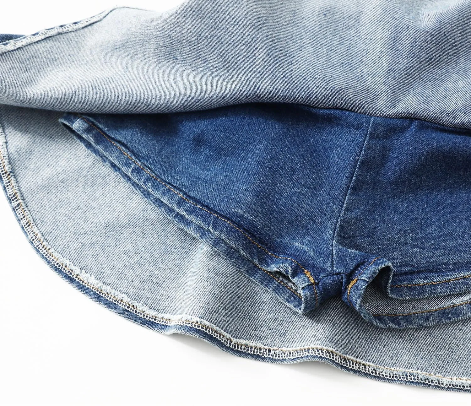 Little Girl's Denim Ruffle Skirts Mini Flared Pleated Toddler Jean Skorts with Shorts Underneath 3-13 Years