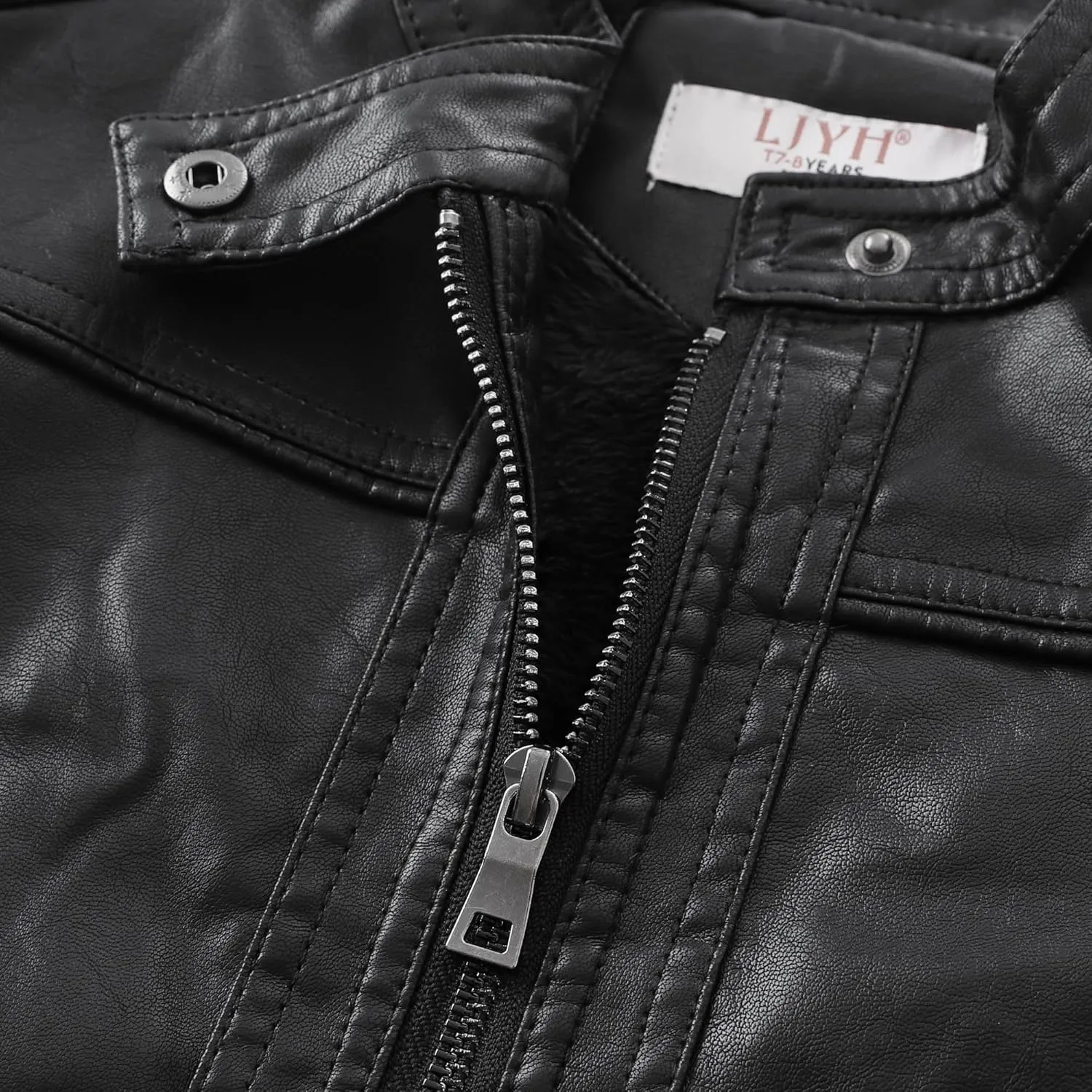 LJYH Boys Winter Motorcycle Faux Leather Jackets Children Collar Zipper Thicken Coats