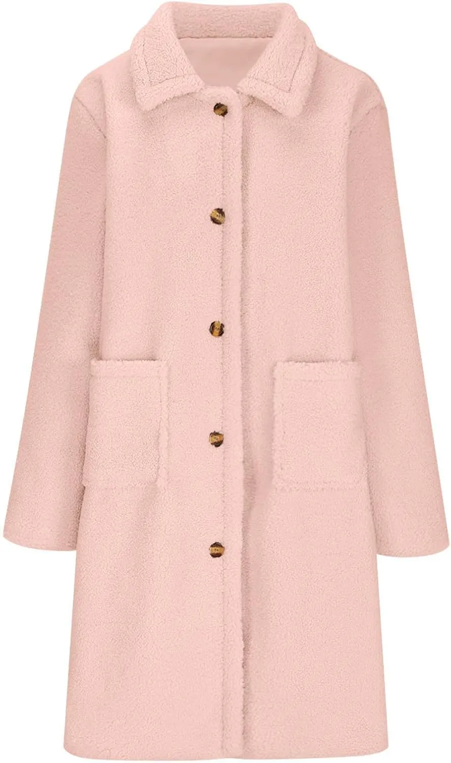 Long Jackets for Women Fuzzy Fleece Fashion Long Sleeve Teddy Coat Faux Fur Sherpa Warm Trench Coat Winter Outwear