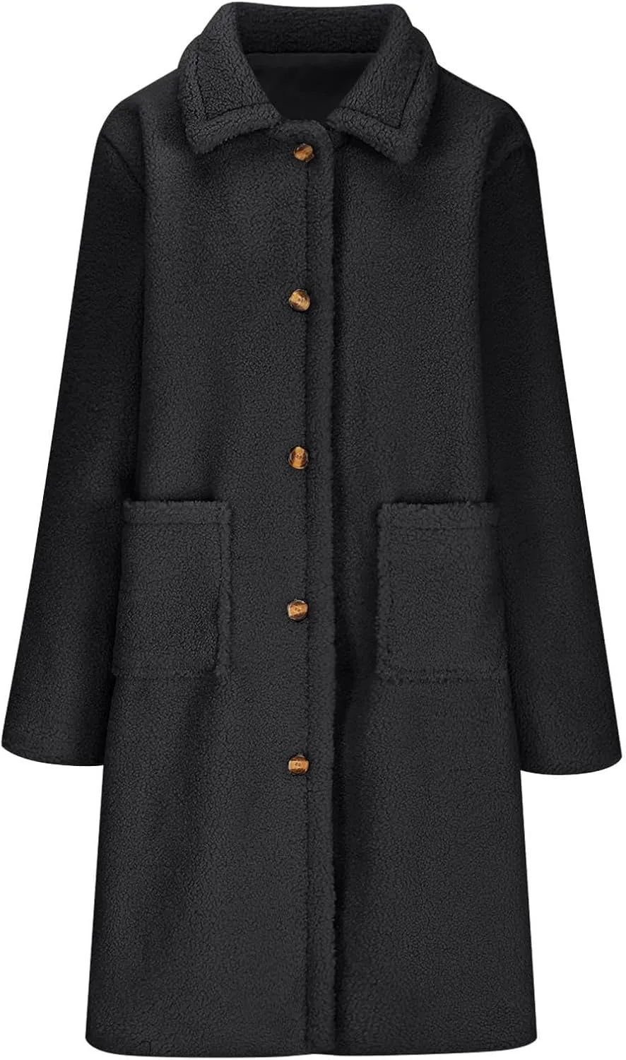 Long Jackets for Women Fuzzy Fleece Fashion Long Sleeve Teddy Coat Faux Fur Sherpa Warm Trench Coat Winter Outwear