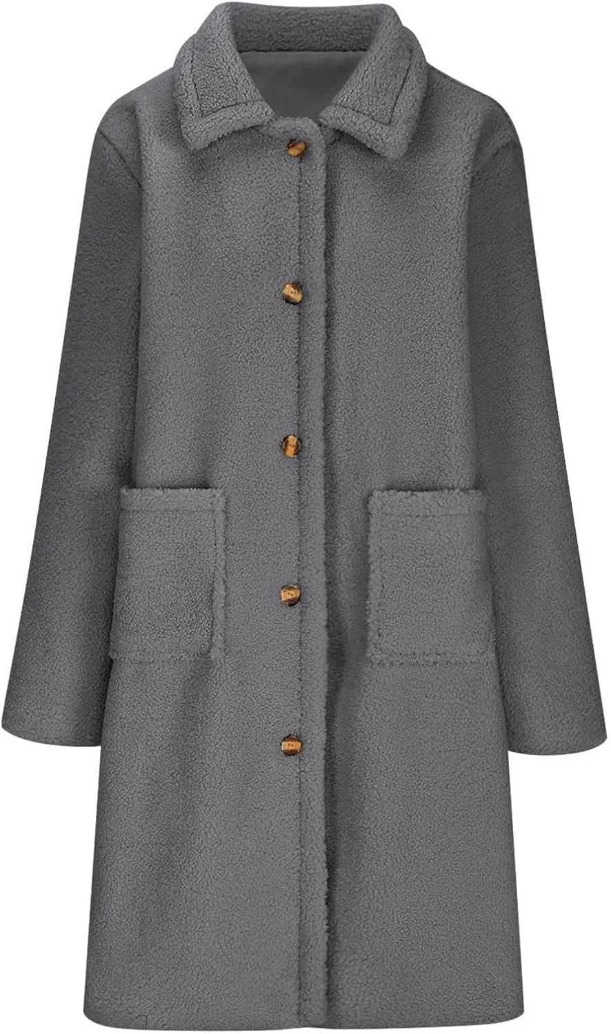 Long Jackets for Women Fuzzy Fleece Fashion Long Sleeve Teddy Coat Faux Fur Sherpa Warm Trench Coat Winter Outwear