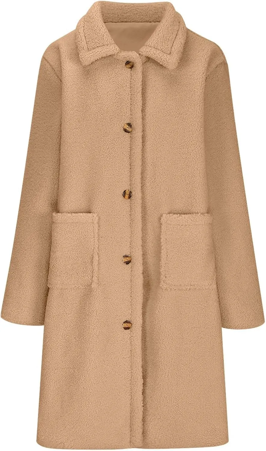 Long Jackets for Women Fuzzy Fleece Fashion Long Sleeve Teddy Coat Faux Fur Sherpa Warm Trench Coat Winter Outwear