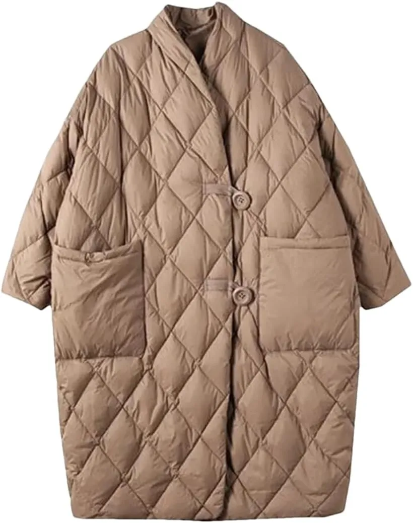 Loose Down Cotton Padded Long Parkas Coats Women Casual Vintage Big Size Single Breasted Jacket