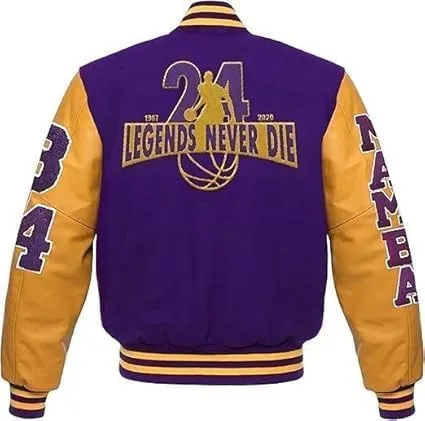 Los Angeles Legends Never Die Laker Letterman Wool Varsity Jacket Men's - Varsity Bomber Jacket For Men