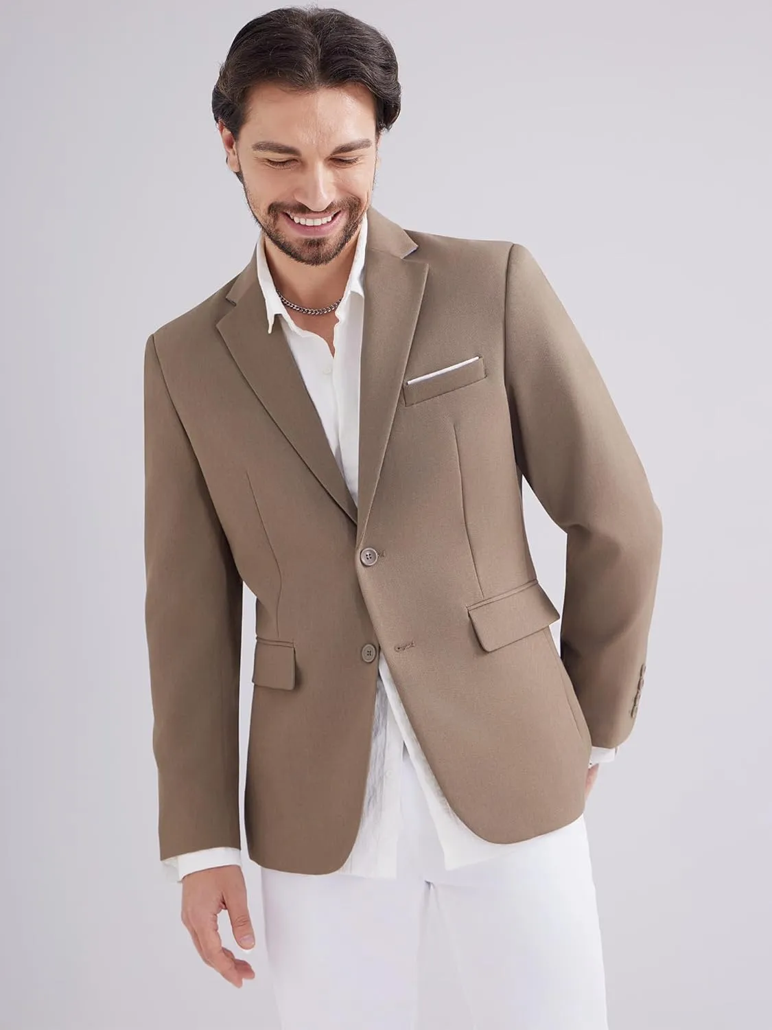MAGE MALE Men's Two Button Blazer Casual Sport Coats Solid Color Suit Jacket