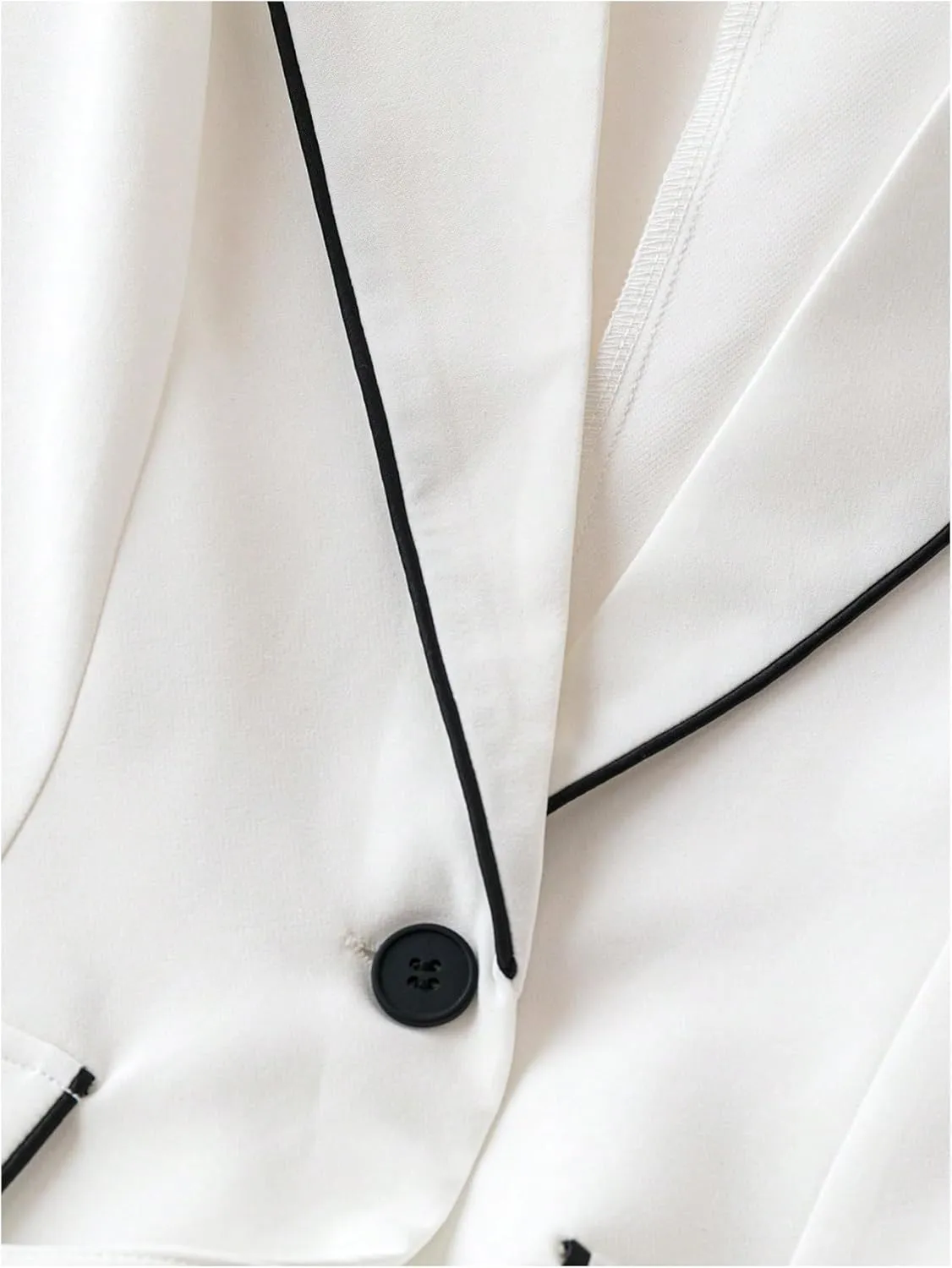 MakeMeChic Women's Contrast Binding Sleeveless Blazer Lapel Neck Single Button Vest Coats
