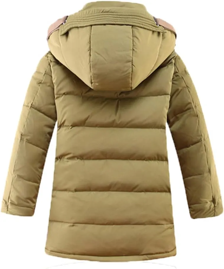 Mallimoda Boys' Hooded Down Coats Winter Warm Jacket Solid Puffer Coat