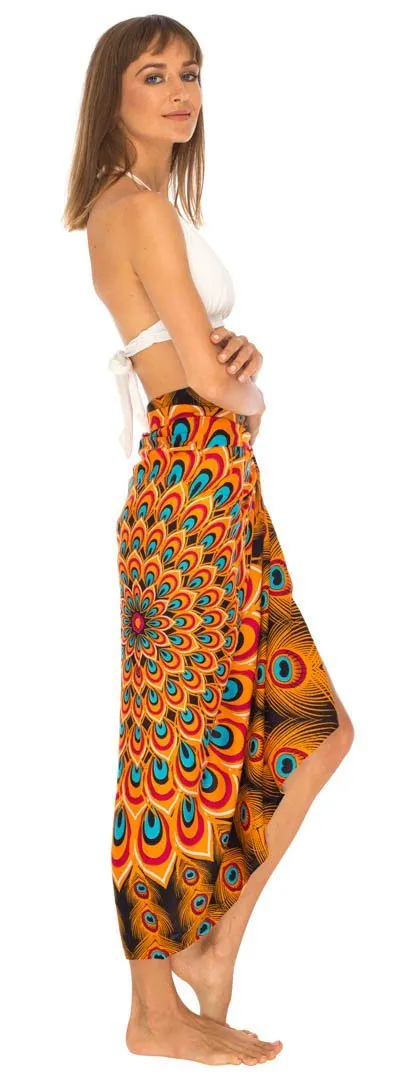 Mandala Peacock Sarong - Beach Swimsuit Cover-Up by SHU-SHI