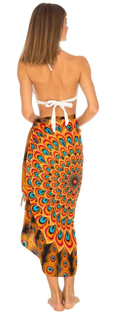 Mandala Peacock Sarong - Beach Swimsuit Cover-Up by SHU-SHI