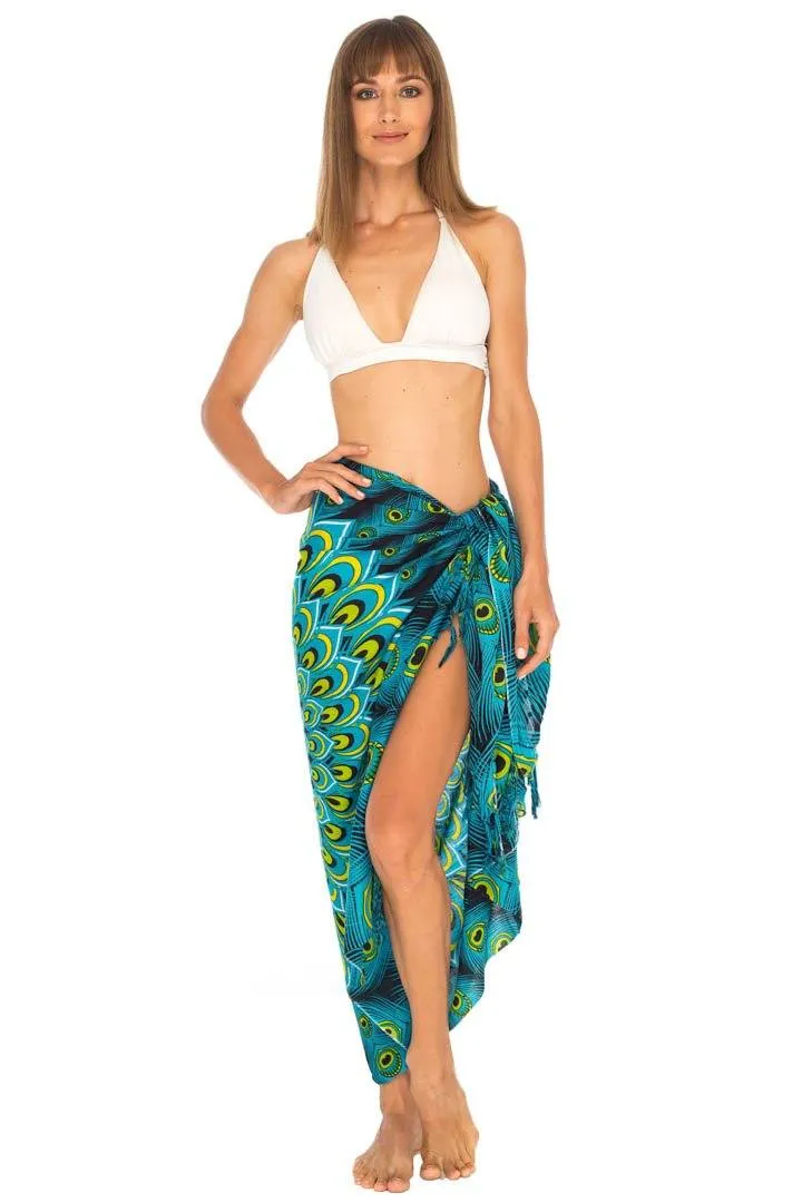Mandala Peacock Sarong - Beach Swimsuit Cover-Up by SHU-SHI