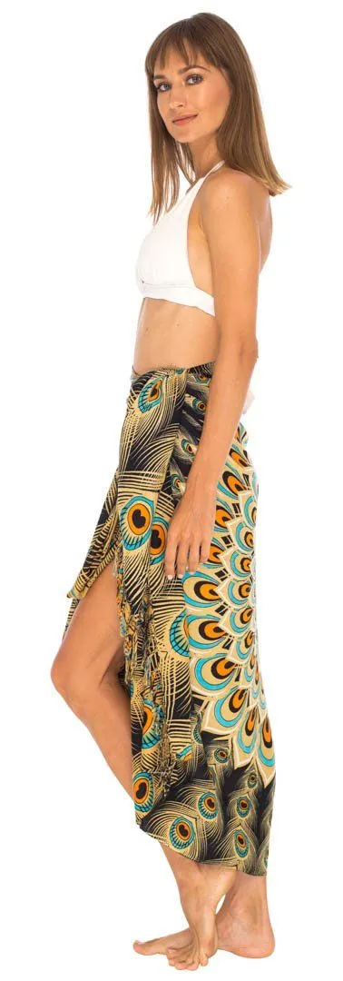 Mandala Peacock Sarong - Beach Swimsuit Cover-Up by SHU-SHI