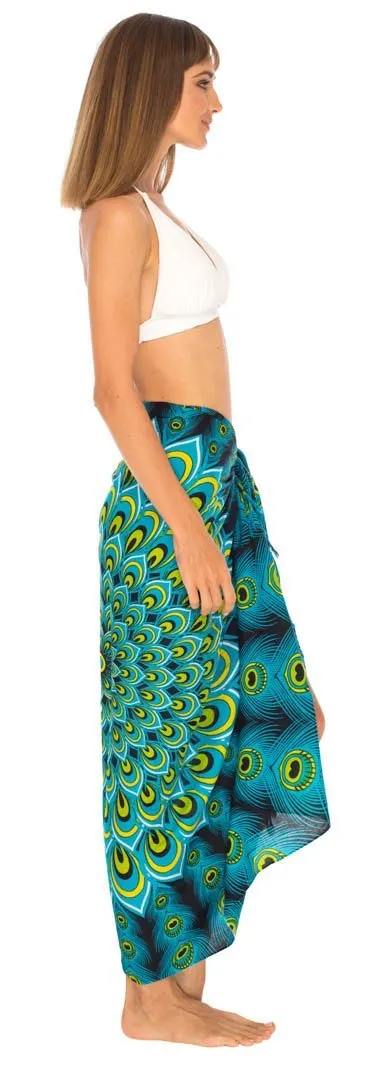 Mandala Peacock Sarong - Beach Swimsuit Cover-Up by SHU-SHI