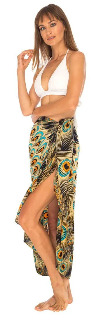Mandala Peacock Sarong - Beach Swimsuit Cover-Up by SHU-SHI