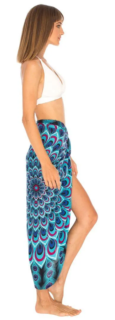 Mandala Peacock Sarong - Beach Swimsuit Cover-Up by SHU-SHI